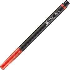 Water-resistant Ink Porous Point Pen, Stick, Fine 0.4 Mm, Red Ink, Black/gray/red Barrel, Dozen