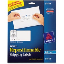 Repositionable Address Labels W/sure Feed, Inkjet/laser, 2 X 4, White, 250/box