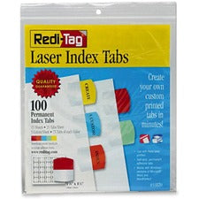 Laser Printable Index Tabs, 1/5-cut, Assorted Colors, 1.13" Wide, 100/pack