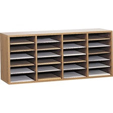 Wood/laminate Sorter, 24 Compartments, 39.25 X 11.75 X 16.25, Medium Oak