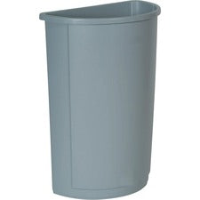 Untouchable Half-round Plastic Receptacle, 21 Gal, Plastic, Gray