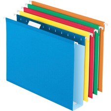 Extra Capacity Reinforced Hanging File Folders With Box Bottom, 2" Capacity, Letter Size, 1/5-cut Tab, Assorted Colors,25/bx