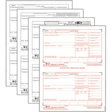 W-2 Tax Form For Inkjet/laser Printers, Fiscal Year: 2022, Four-part Carbonless, 8.5 X 5.5, 2 Forms/sheet, 50 Forms Total