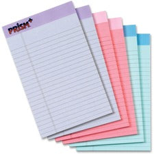 Prism + Colored Writing Pads, Narrow Rule, 50 Assorted Pastel-color 5 X 8 Sheets, 6/pack