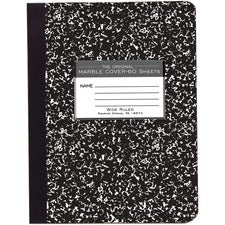Roaring Spring Wide Ruled Hard Cover Composition Book - 60 Sheets - 120 Pages - Printed - Sewn/Tapebound - Both Side Ruling Surface - Red Margin - 15 lb Basis Weight - 56 g/m&#178; Grammage - 9 3/4" x 7 1/2" - 0.27" x 7.5" x 9.8" - White Paper - 1 Each