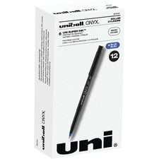Onyx Roller Ball Pen, Stick, Micro 0.5 Mm, Blue Ink, Black Matte Barrel, Dozen