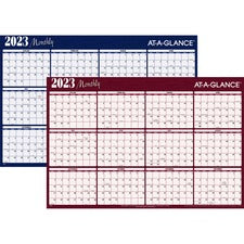 Reversible Horizontal Erasable Wall Planner, 48 X 32, Assorted Sheet Colors, 12-month (jan To Dec): 2023