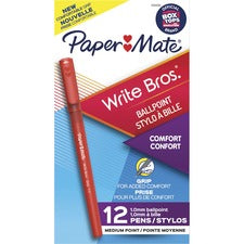 Write Bros. Grip Ballpoint Pen, Stick, Medium 1 Mm, Red Ink, Red Barrel, Dozen