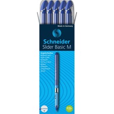 Slider Basic Ballpoint Pen, Stick, Medium 0.8 Mm, Blue Ink, Blue Barrel, 10/box