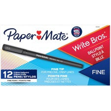 Write Bros. Ballpoint Pen, Stick, Fine 0.8 Mm, Black Ink, Black Barrel, Dozen