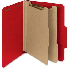 Recycled Pressboard Classification Folders, 2" Expansion, 2 Dividers, 6 Fasteners, Letter Size, Bright Red, 10/box