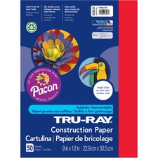 Tru-ray Construction Paper, 76 Lb Text Weight, 9 X 12, Festive Red, 50/pack