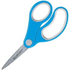 Soft Handle Kids Scissors, Pointed Tip, 5" Long, 1.75" Cut Length, Assorted Straight Handles, 12/pack