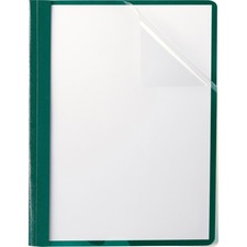 Clear Front Report Cover, Three-prong Fastener, 0.5" Capacity, 8.5 X 11, Clear/ Hunter Green, 25/box