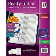 Customizable Toc Ready Index Black And White Dividers, 31-tab, 1 To 31, 11 X 8.5, 1 Set