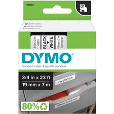 D1 High-performance Polyester Removable Label Tape, 0.75" X 23 Ft, Black On White