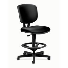 Volt Series Leather Adjustable Task Stool, Supports Up To 275 Lb, 22.88" To 32.38" Seat Height, Black