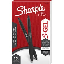 S-gel Premium Metal Barrel Gel Pen, Retractable, Medium 0.7 Mm, Black Ink, Black Barrel, Dozen