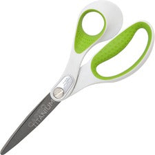 Carbotitanium Bonded Scissors, 8" Long, 3.25" Cut Length, White/green Straight Handle