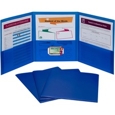 C-Line Letter Pocket Folder - 8 1/2" x 11" - 3 Internal Pocket(s) - Blue - 1 Each