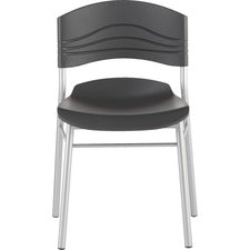 Cafeworks Chair, Supports Up To 225 Lb, 18" Seat Height, Graphite Seat/back, Silver Base, 2/carton