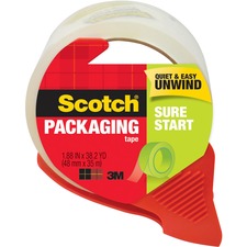 Sure Start Packaging Tape With Dispenser, 3" Core, 1.88" X 38.2 Yds, Clear