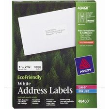 Ecofriendly Mailing Labels, Inkjet/laser Printers, 1 X 2.63, White, 30/sheet, 100 Sheets/pack