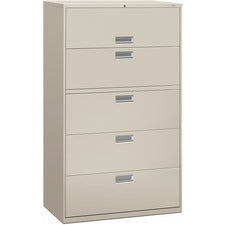 Brigade 600 Series Lateral File, 4 Legal/letter-size File Drawers, 1 Roll-out File Shelf, Light Gray, 42" X 18" X 64.25"