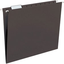 Colored Hanging File Folders With 1/5 Cut Tabs, Letter Size, 1/5-cut Tabs, Black, 25/box