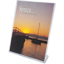 Superior Image Slanted Sign Holder, Portrait, 8.5 X 11 Insert, Clear