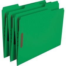 Top Tab Colored Fastener Folders, 0.75" Expansion, 2 Fasteners, Letter Size, Green Exterior, 50/box