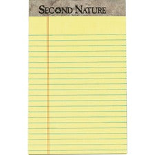 Second Nature Recycled Ruled Pads, Narrow Rule, 50 Canary-yellow 5 X 8 Sheets, Dozen