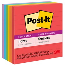 Pads In Playful Primary Collection Colors, Note Ruled, 4" X 4", 90 Sheets/pad, 6 Pads/pack