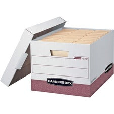 R-kive Heavy-duty Storage Boxes, Letter/legal Files, 12.75" X 16.5" X 10.38", White/red, 12/carton