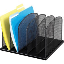 Onyx Mesh Desk Organizer With Upright Sections, 5 Sections, Letter To Legal Size Files, 12.5" X 11.25" X 8.25", Black