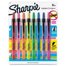 Retractable Highlighters With Storage Pouch, Assorted Ink Colors, Chisel Tip, Assorted Barrel Colors, 8/set