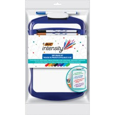 Intensity Dry Erase Board And Markers Kit, 7.8 X 11.8, White Surface, Blue Plastic Frame