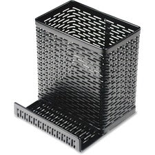 Urban Collection Punched Metal Pencil Cup/cell Phone Stand, Perforated Steel, 3.5 X 3.5, Black