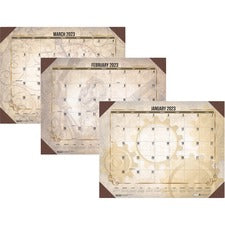 Recycled Vintage Desk Pad Calendar, Vintage Artwork, 22 X 17, Sepia Sheets, Brown Corners, 12-month (jan-dec) 2023