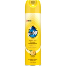 Pledge Expert Care Enhancing Polish - Spray - 9.7 fl oz (0.3 quart) - Lemon Scent - 6 / Carton - Yellow
