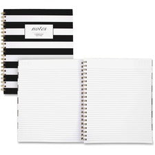 Black And White Striped Hardcover Notebook, 1-subject, Wide/legal Rule, Black/white Stripes Cover, (80) 11 X 8.88 Sheets