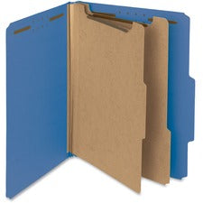 Recycled Pressboard Classification Folders, 2" Expansion, 2 Dividers, 6 Fasteners, Letter Size, Dark Blue, 10/box