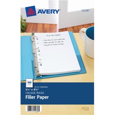 Mini Size Binder Filler Paper, 7-hole Side Punched, 5.5 X 8.5, College Rule, 100/pack
