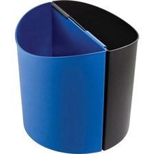 Desk-side Recycling Receptacle, 3 Gal, Plastic, Black/blue