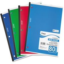 Wireless Neatbook Notebook, 1-subject, Wide/legal Rule, Randomly Assorted Cover Color, (80) 10.5 X 8 Sheets