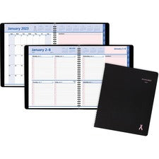 Quicknotes Special Edition Weekly Block Format Appointment Book, 10 X 8, Black/pink Cover, 12-month (jan To Dec): 2023