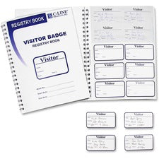 Visitor Badges With Registry Log, 3 5/8 X 1 7/8, White, 150 Badges/box