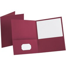 Twin-pocket Folder, Embossed Leather Grain Paper, 0.5" Capacity, 11 X 8.5, Burgundy, 25/box