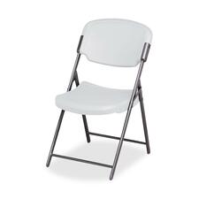 Rough N Ready Commercial Folding Chair, Supports Up To 350 Lb, 15.25" Seat Height, Platinum Seat, Platinum Back, Black Base