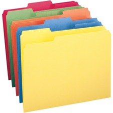 Colored File Folders, 1/3-cut Tabs: Assorted, Letter Size, 0.75" Expansion, Assorted: Blue/green/orange/red/yellow, 100/box